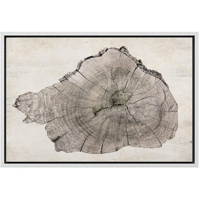 «Wood Tree Ring Log Neutral Farmhouse Cabin Cottage Eathy Decor», reproduction d'art sur toile encadrée