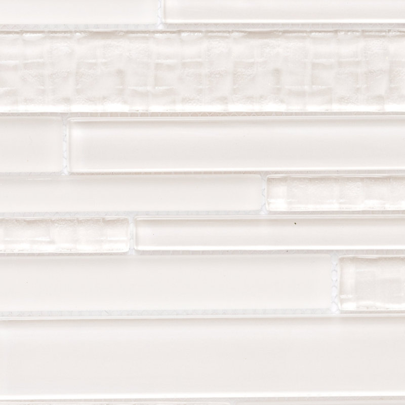 Carreau de mosaïque murale en verre texturé 12 po x 12 po Karma, Crème