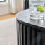 Table basse ovale de style Mid-Century moderne en bois noir avec tiroir de rangement pour le salon