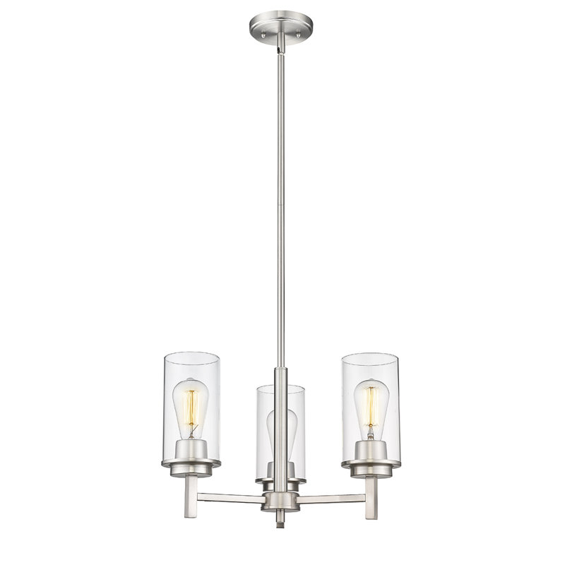 3 - Light Dimmable Classic / Traditional Chandelier, Brushed Nickel
