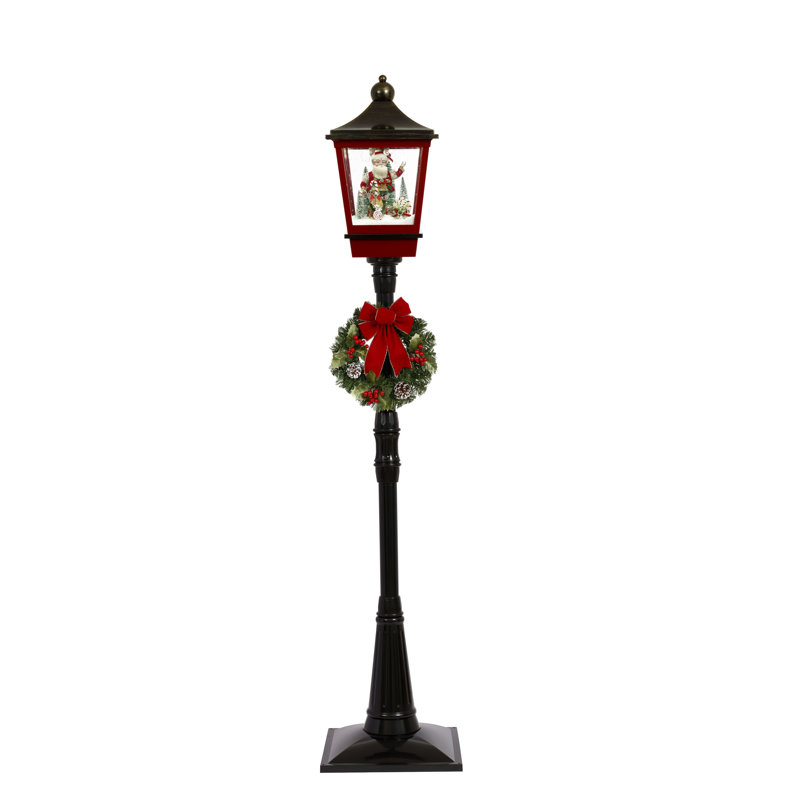 Lampadaire enneigé avec canne de bonbon et d'elfe - 72 pouces