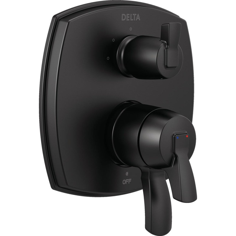 17 garniture thermostatique intégrée avec inverseur à trois fonctions et sans poignée, Noir mat