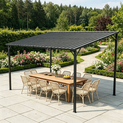 Pergola With Galvanized Steel Sloping Roof