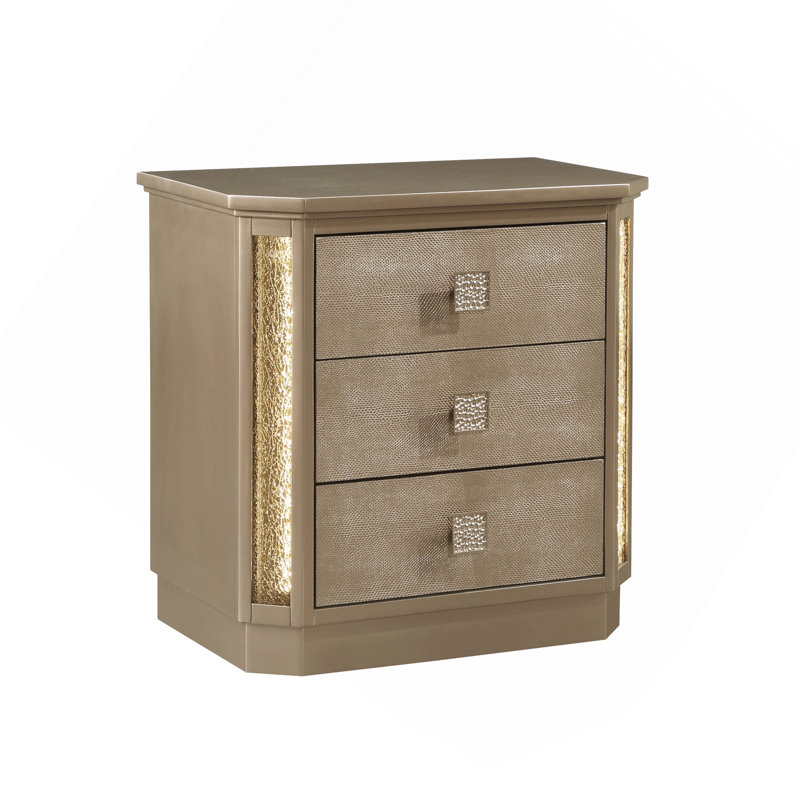 Table de chevet en bois au fini doré