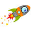 Flying Rocket Wall Stickers-369720980-369720978