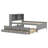Full Size Bed With Twin Trundle, Wood Platform Bed With Bookcase Headboard And Storage Drawers-1910859288