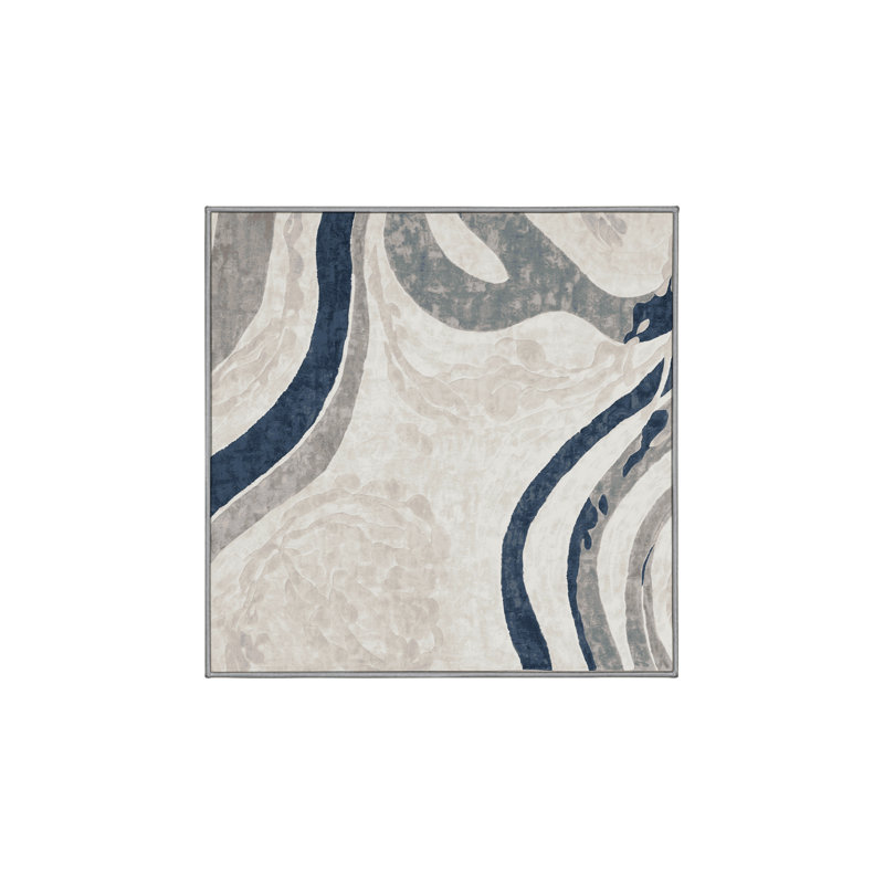 Machine Washable Gray Area Rug, Square 7'