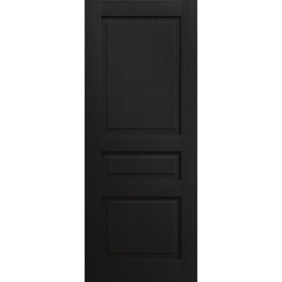 Panneau de porte pleine 36 x 84 pouces Ego 5012, placage de chêne noir peint, portes coulissantes de style grange pour placard escamotable