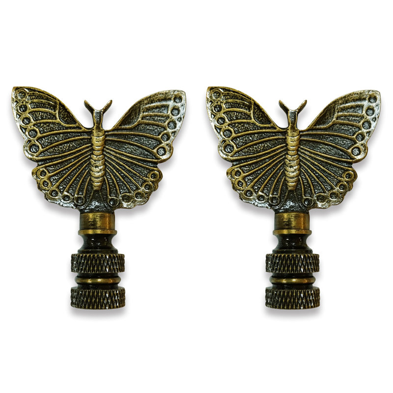 Monarch Butterfly Lamp Finial, Antique Brass