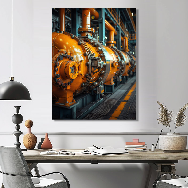 Décoration murale orange et orange Powerhouse Pulse Power Plant III - Centrales électriques, Toile tendue