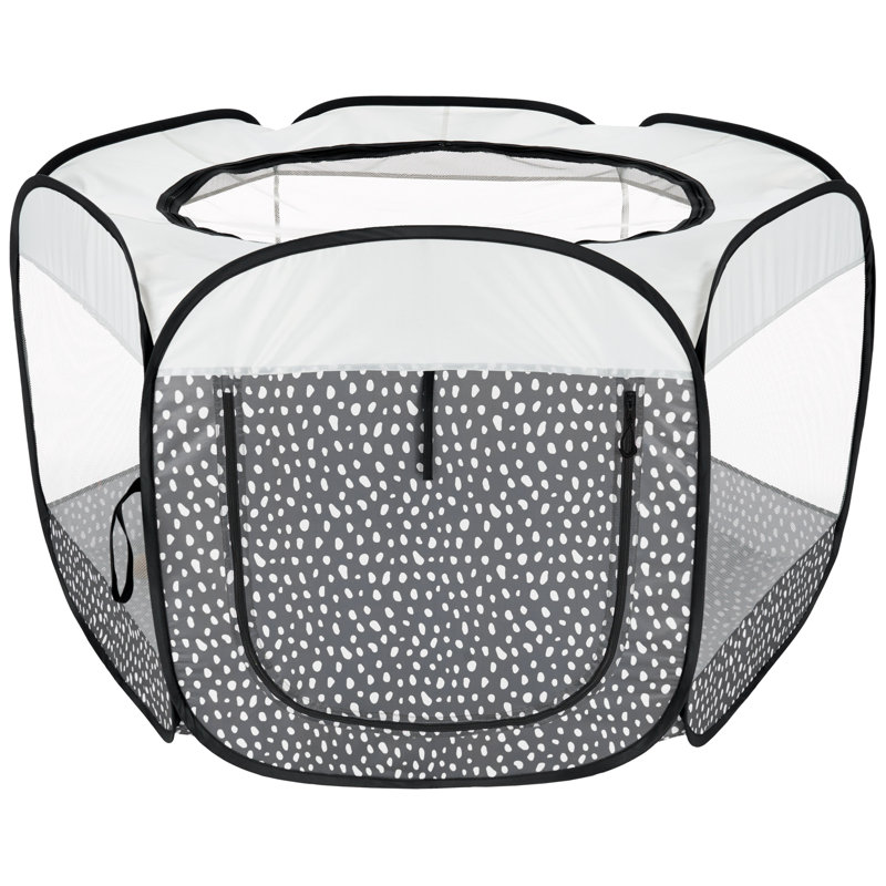 Panel Mesh Pet Playpen With Door, 29.5" H x 51" W x 44" D, Gray Pebbles