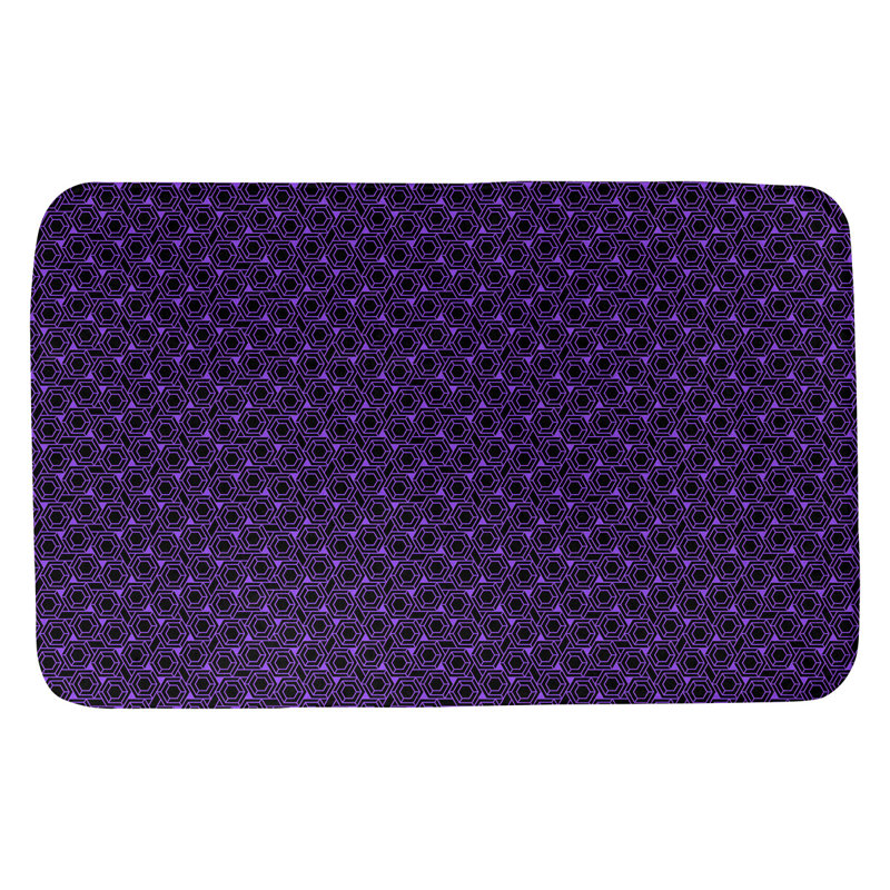 Tapis pour salle de bain en treillis katelyn elizabeth Avicia, l 17 po x L 24 po, Mauve / Noir