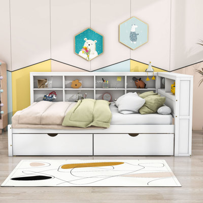 Tou Wood Daybed with 2 Drawers and Shelves by Latitude Run