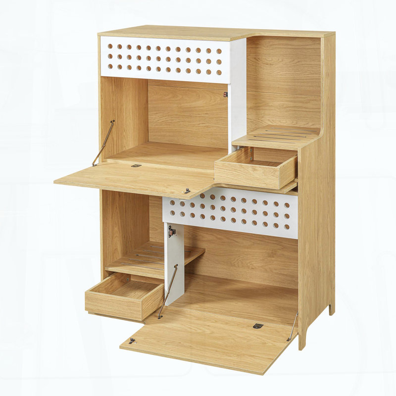 Meuble pour chat moderne 2 en 1 - Enceinte pour litière et chat avec rangement pour 2 chats - Naturel, Naturel