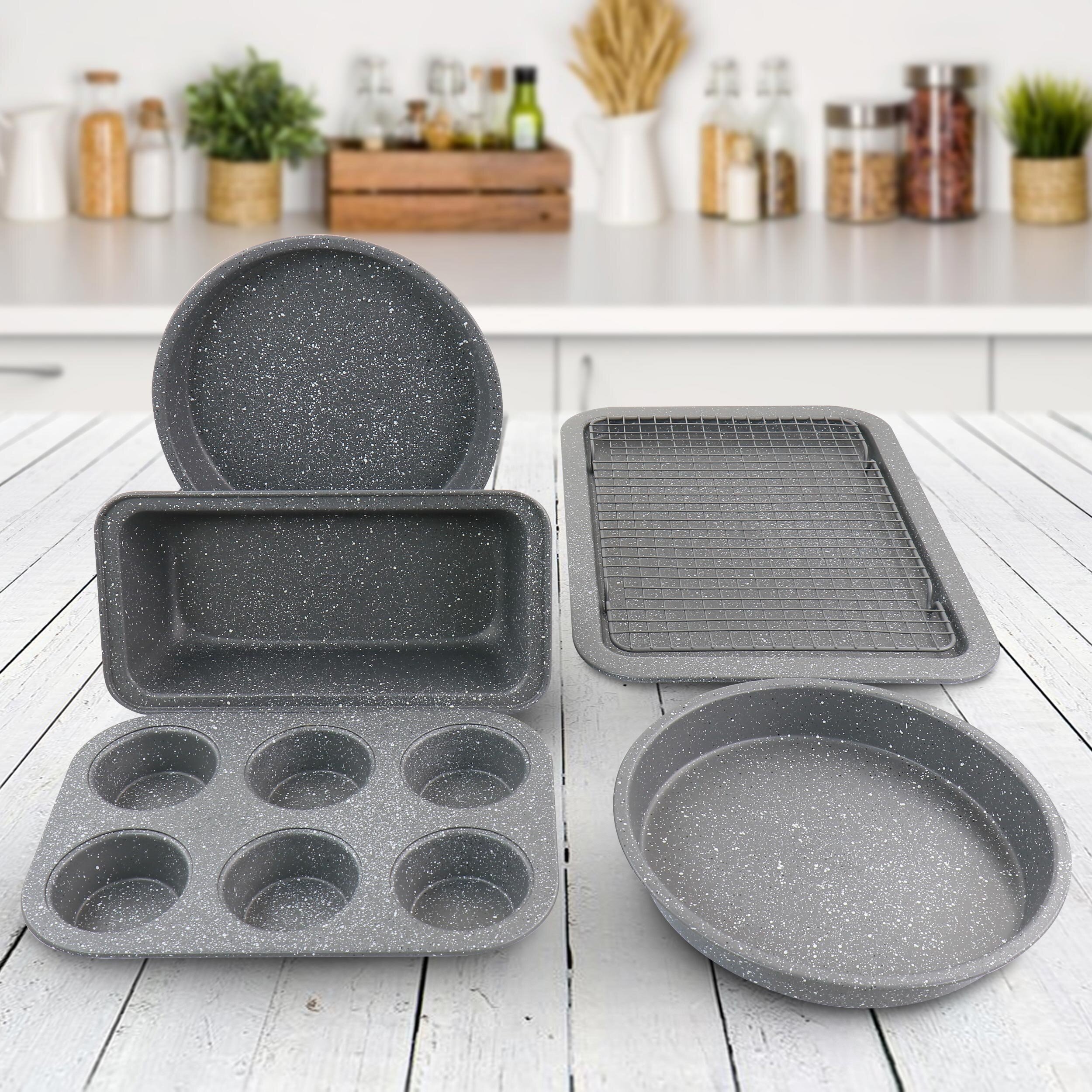 Oster 6 Piece Carbon Steel Non Stick Bakeware Set In Greystone