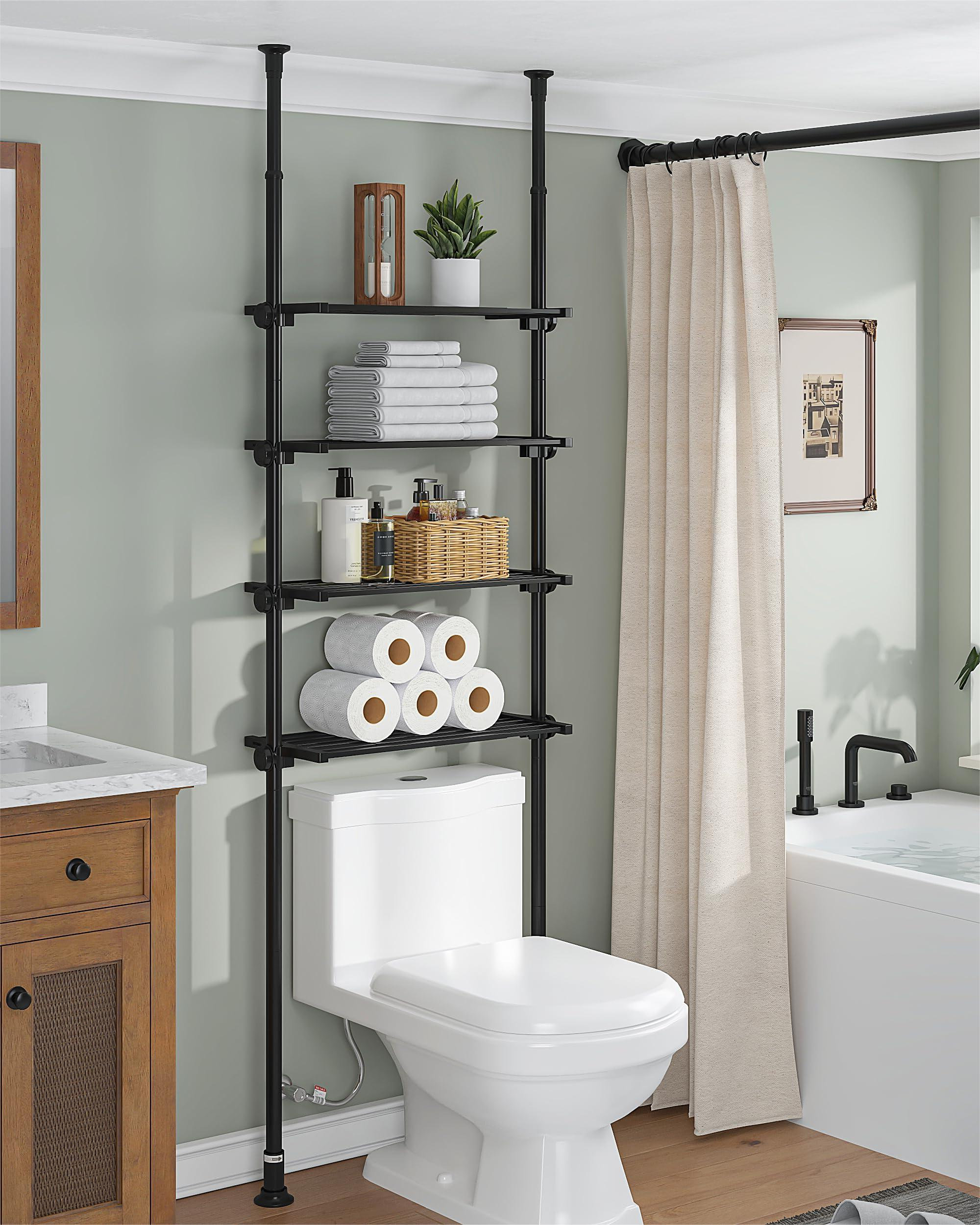 Latitude Run® Adjustable Over The Toilet Storage Shelf, 4-Tier Ample ...