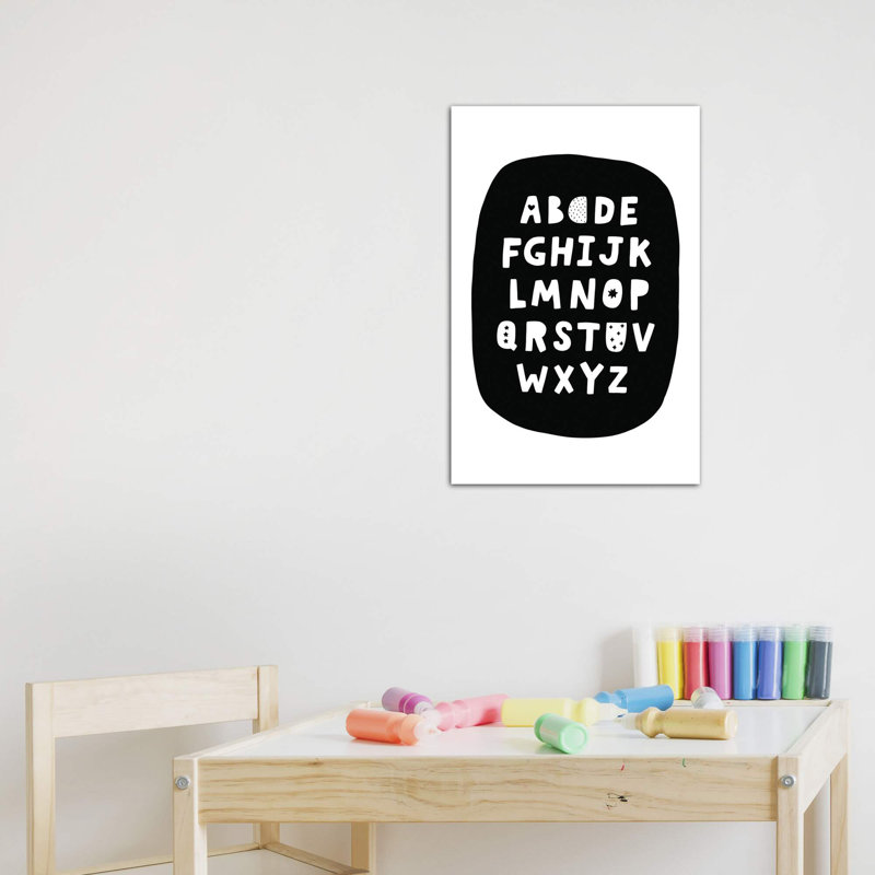 ABC Black Bubble - Textual Art, Wrapped Canvas, 18" H x 12" W x 1.5" D, No Mat