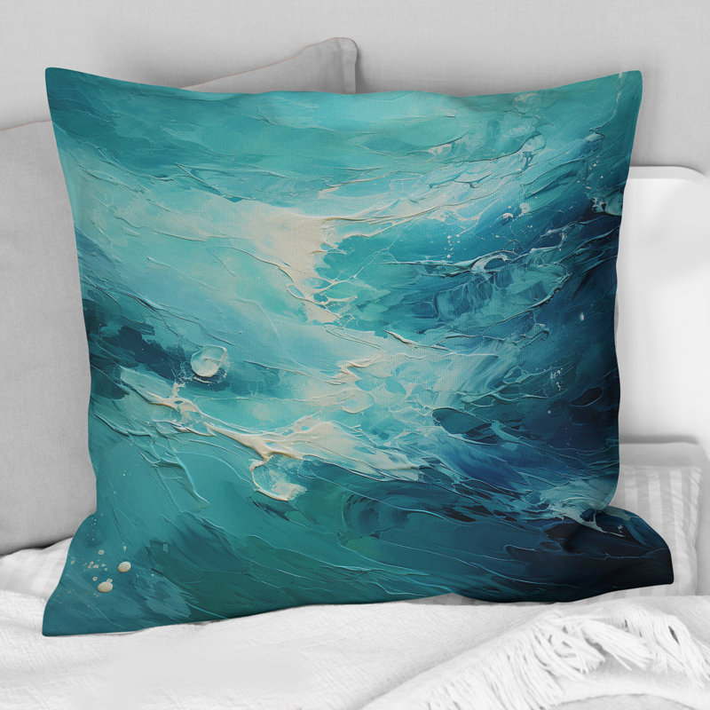 Coussin Teal Oasis I - Abstract Landscape