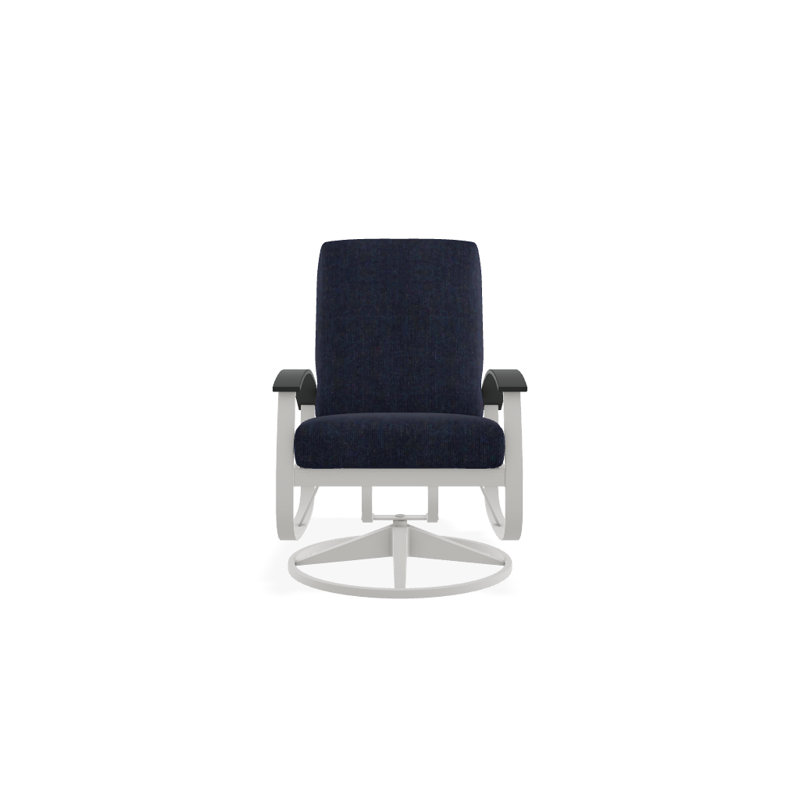 Belle Isle Outdoor Swivel Lounge Chair, Spectrum Indigo Sunbrella®, Classic Graphite P30, Textured Snow