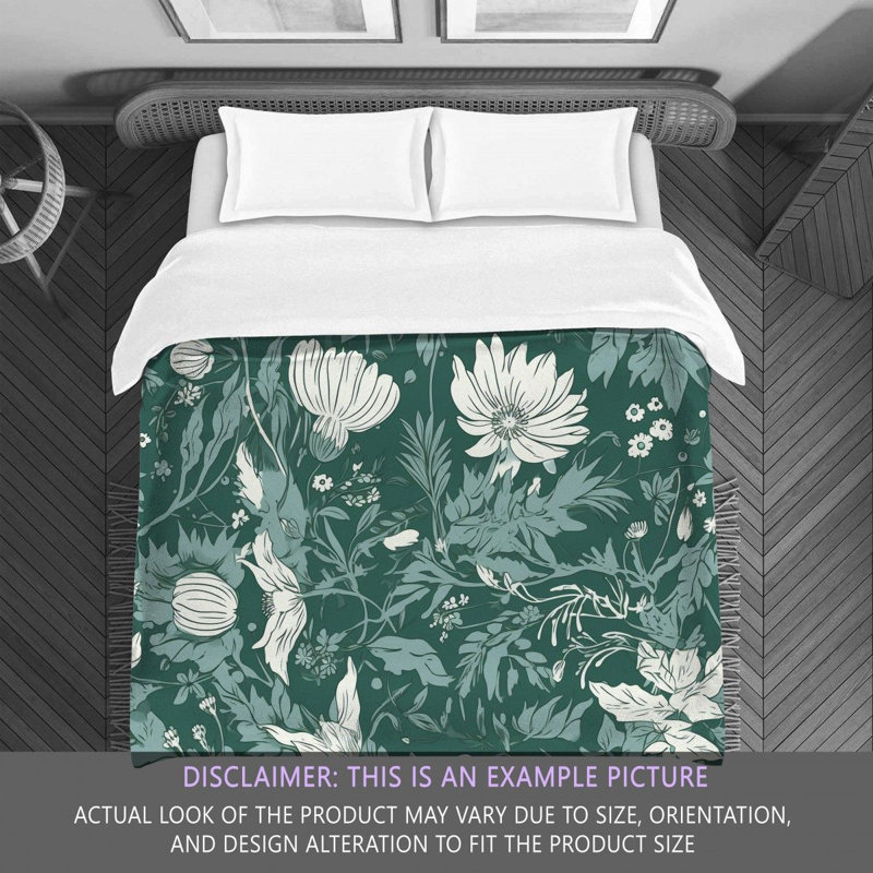Floral Green/White Microfiber Comforter, Queen Comforter