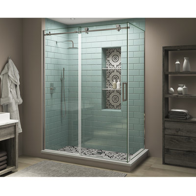 Coraline XL 44" - 48" W x 34" D x 80" H Frameless Rectangle Sliding Shower Enclosure