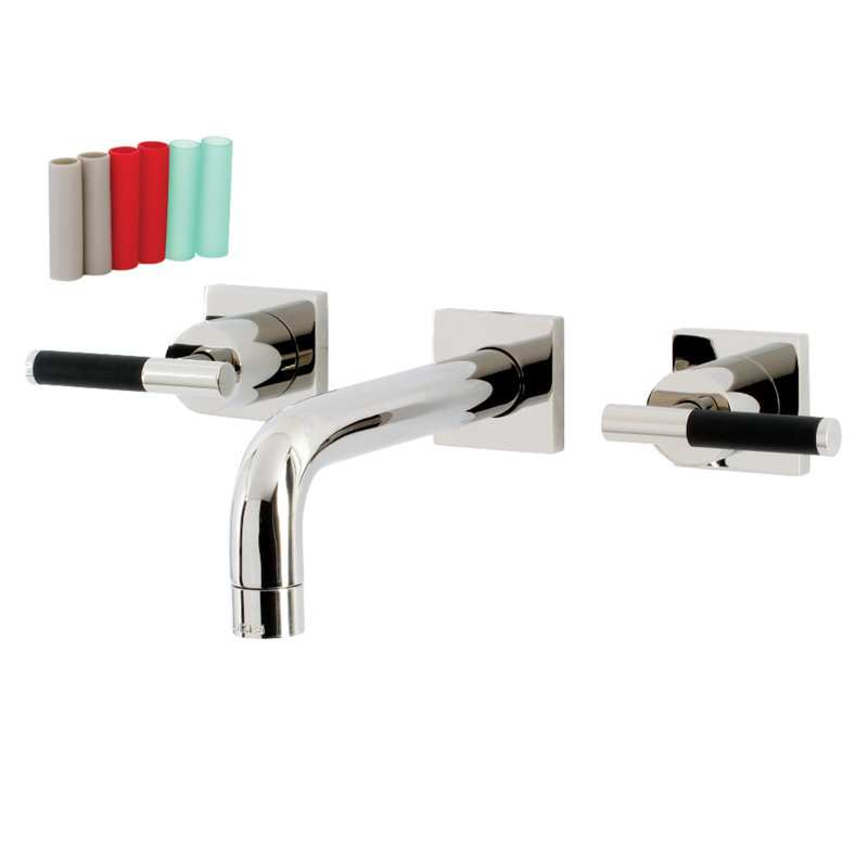 Kingston Brass Millennium Two-Handle 3-Hole Wall Mount Bathroom Faucet, Polished Nickel, Lever