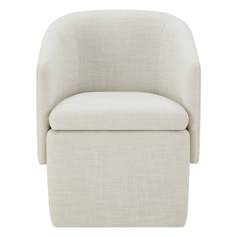 Temara Upholstered Storage Dining Chair With Casters, Effie Linen Performance Linen