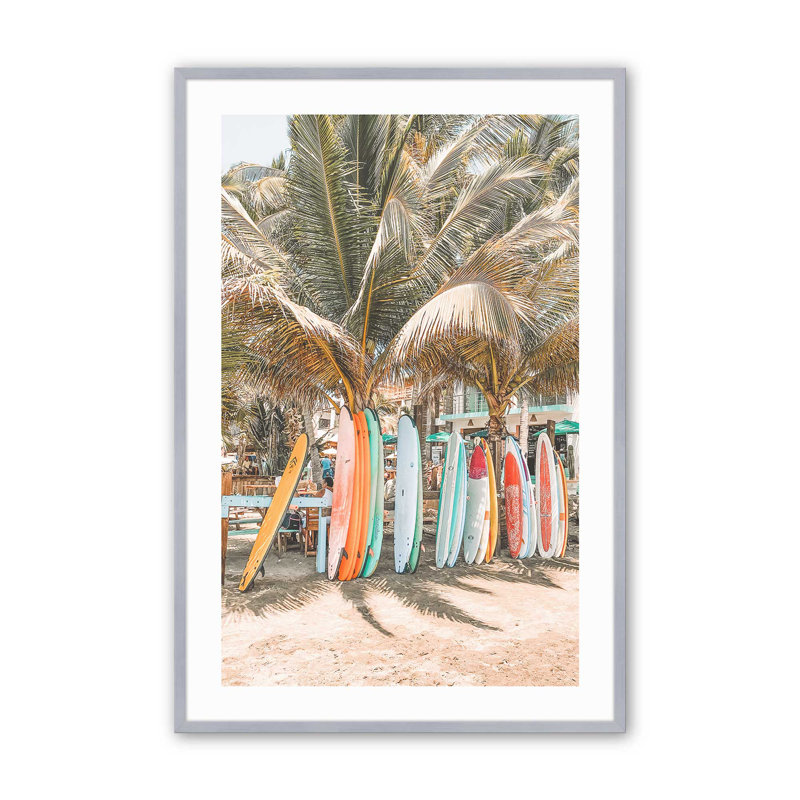 Imprimé Surf's Paradise, H 11,25 po x l 9,25 po x P 1,25 po, Cadre en chrome poli