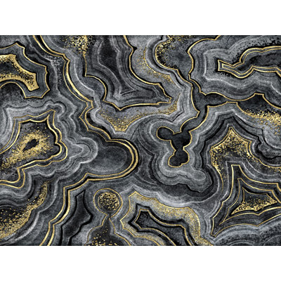 Gray, Gold, And Black Quartz Rock Treasure Acrylic Wall Decor