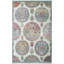 Tapis floral en polypropylène tissé à la machine ivoire / bleu / rouge-1346750487