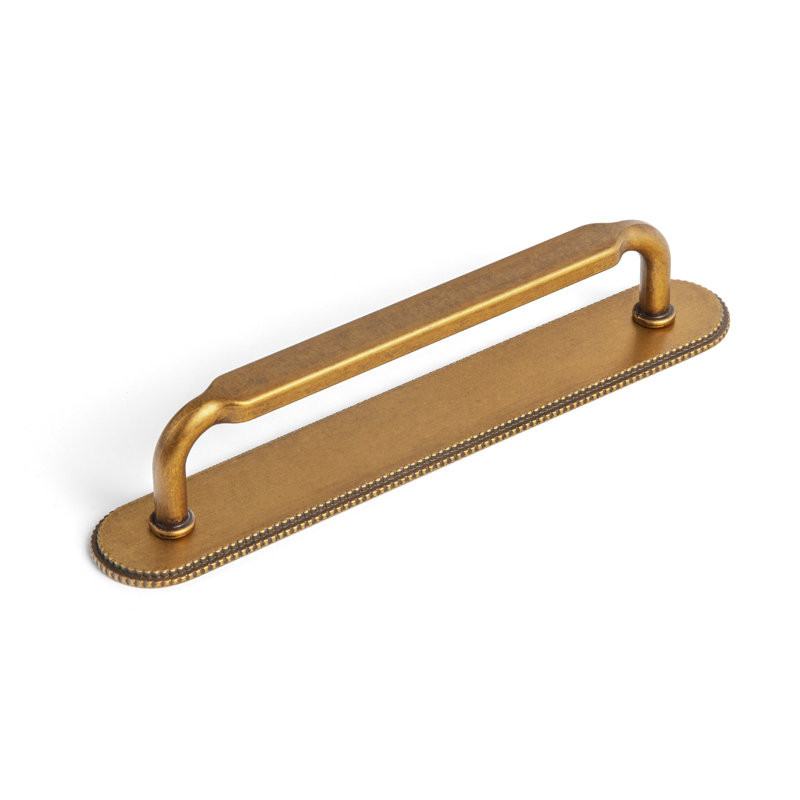 Poignée barre délicate avec plaque arrière (G020), 5", Laiton antique