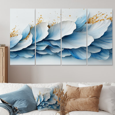 Ocean Blue Delicate Floral Petals I - Flowers Wall Art - Modern Wall Art Canvas