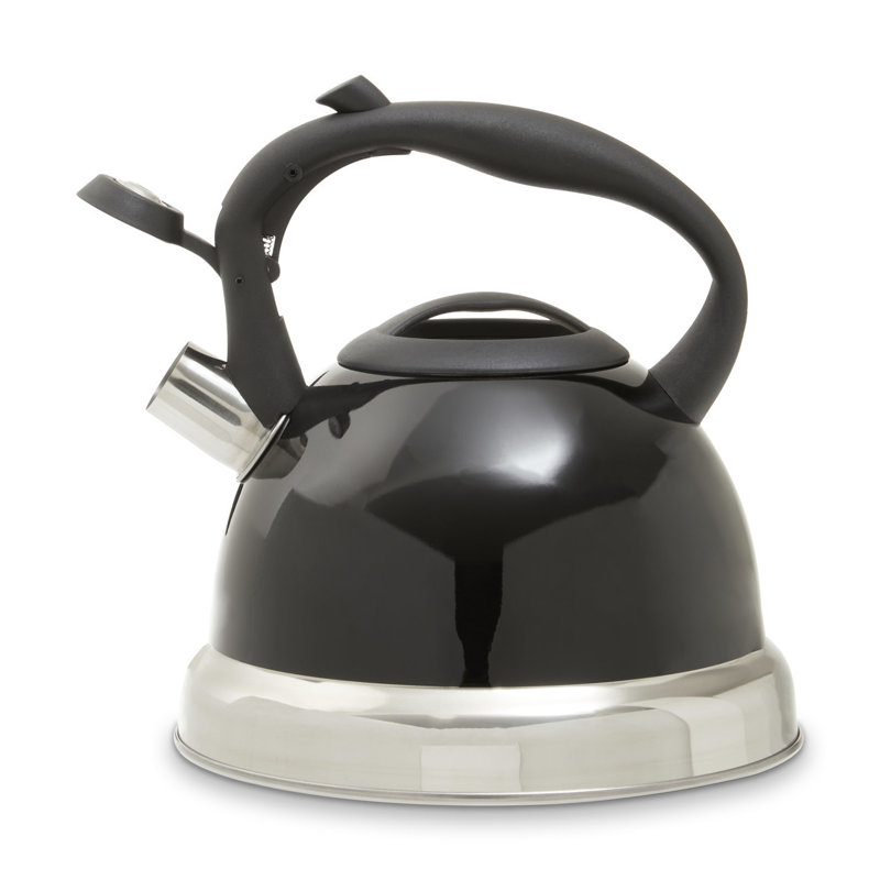 Belfry Kitchen Peniste 3L Stainless Steel Whistling Stovetop Kettle, Black