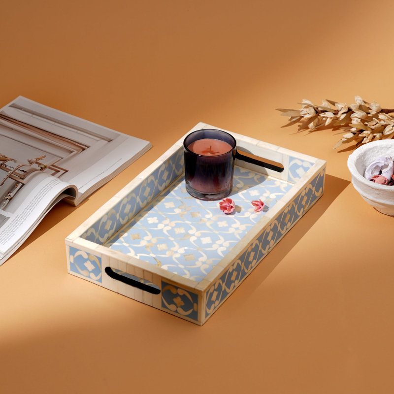 Floral Bone Inlay Serving Tray