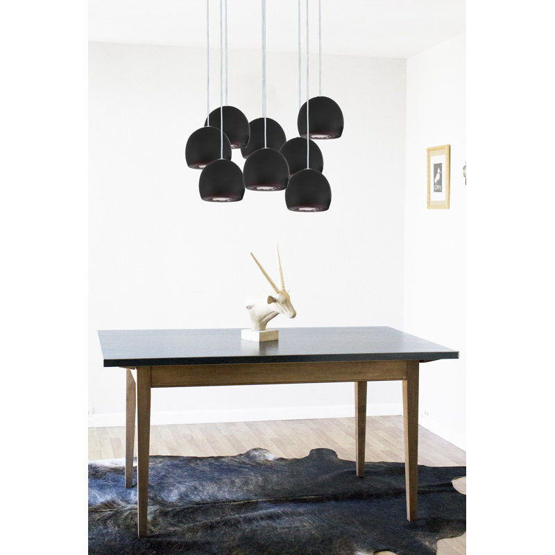 8 - Light Dimmable Dome Chandelier, 60" H x 24" W x 24" D, Black, Matte Black
