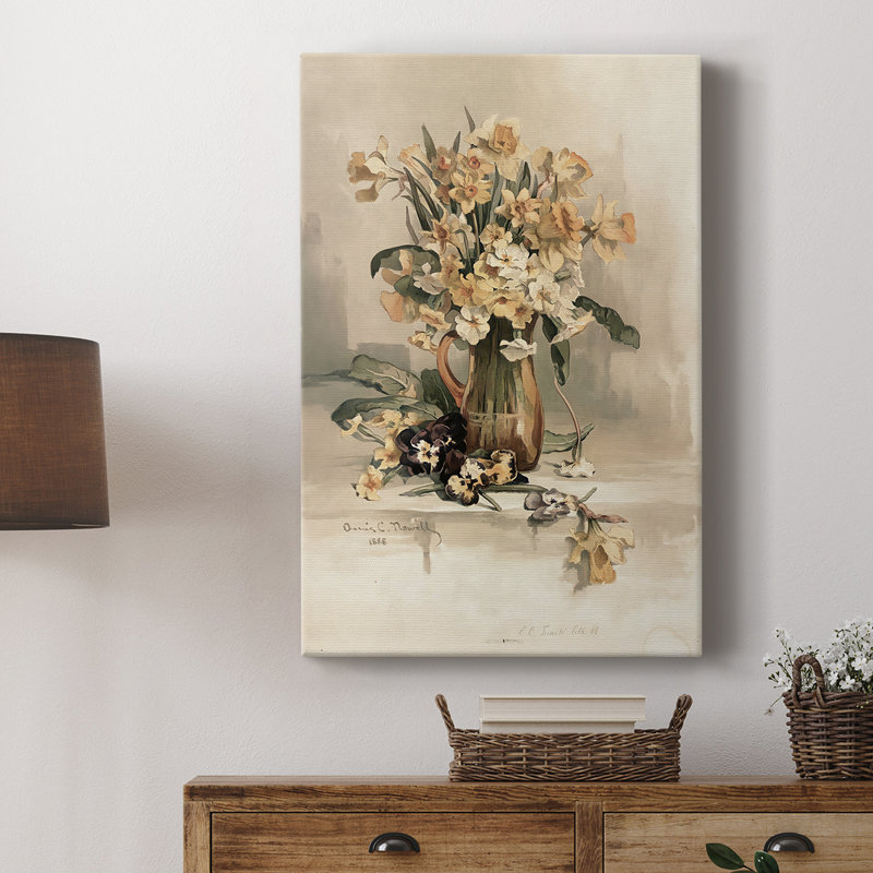 Imprimé floral rétro Lxx - galerie Cavas enveloppé, H 12 po x l 8 po