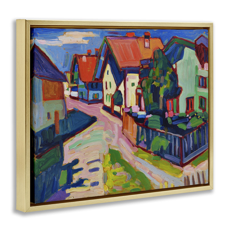 «Kandinsky Murnau Landscape», art mural sur toile flottante par One1000Paintings, Cadre flottant métallique doré