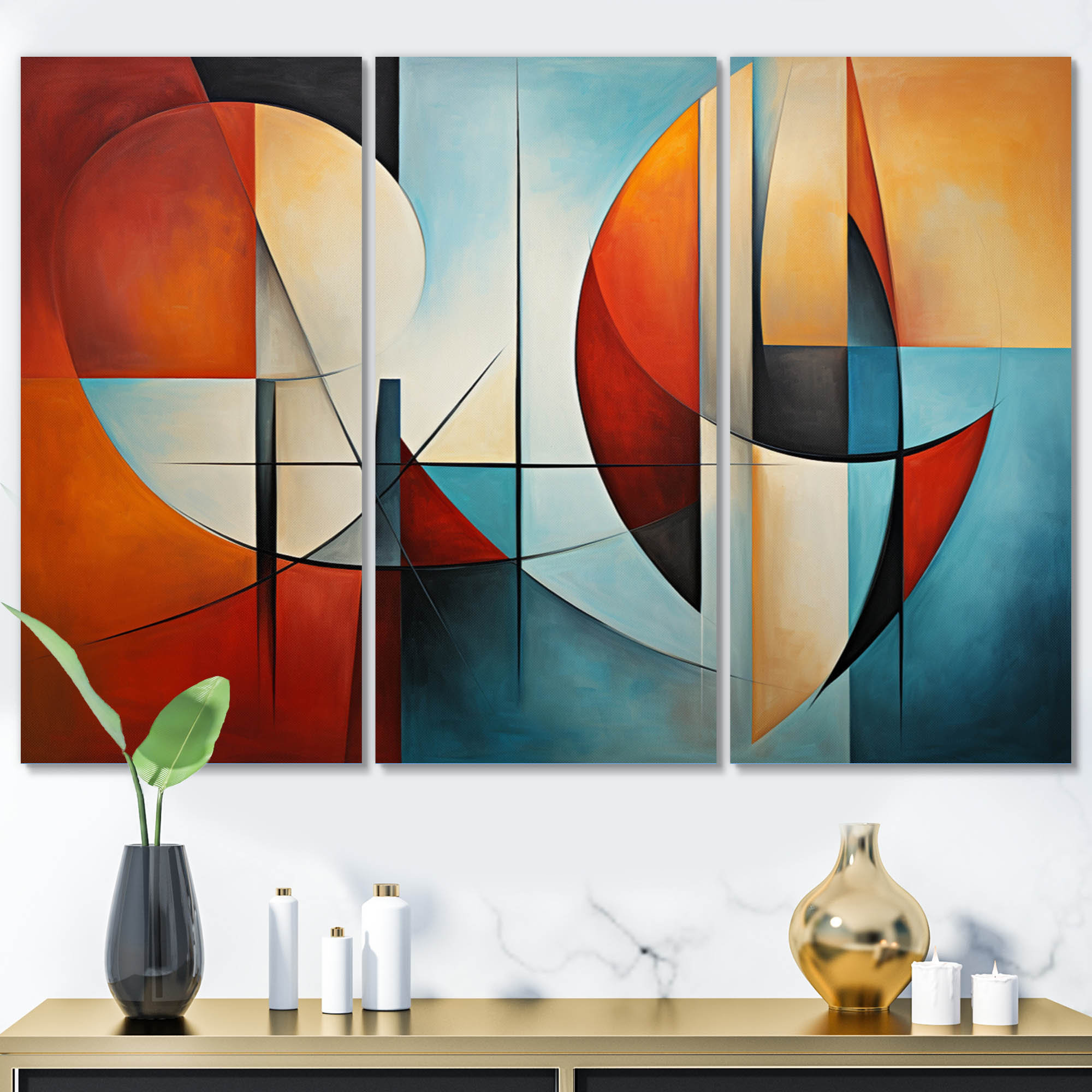 Ivy Bronx Cubism Geometric Portrait III - Cubism Metal Wall Art Set ...