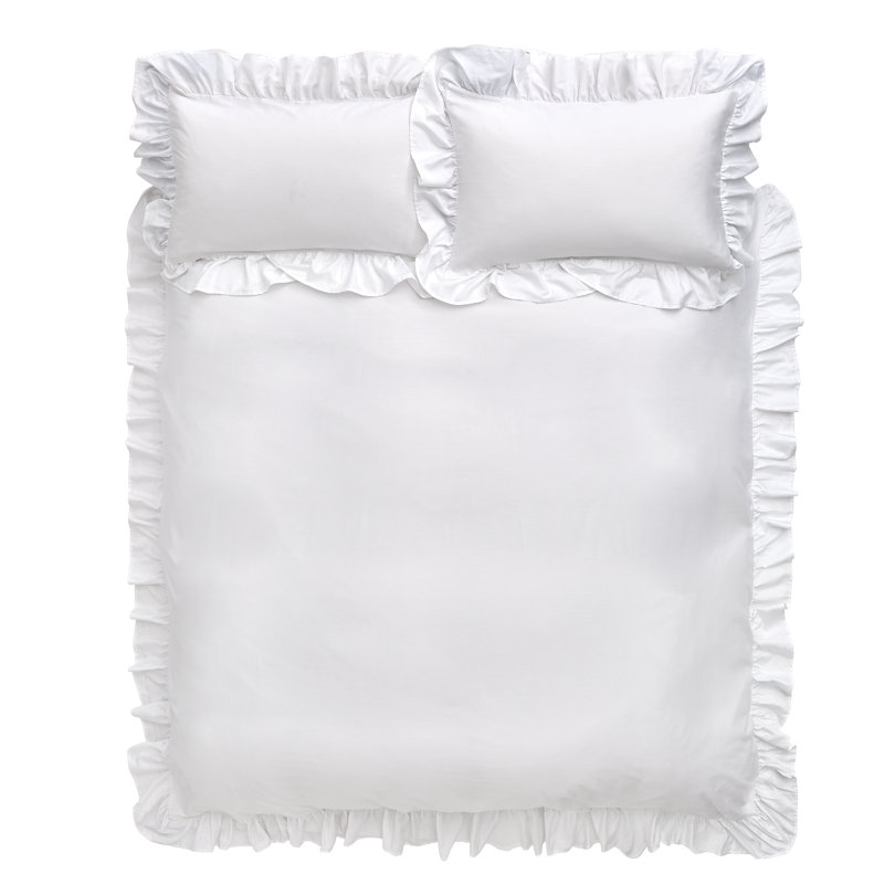 Relaxed Frill 200 TC Duvet Cover Set, Super King - 2 Standard Pillowcases, White