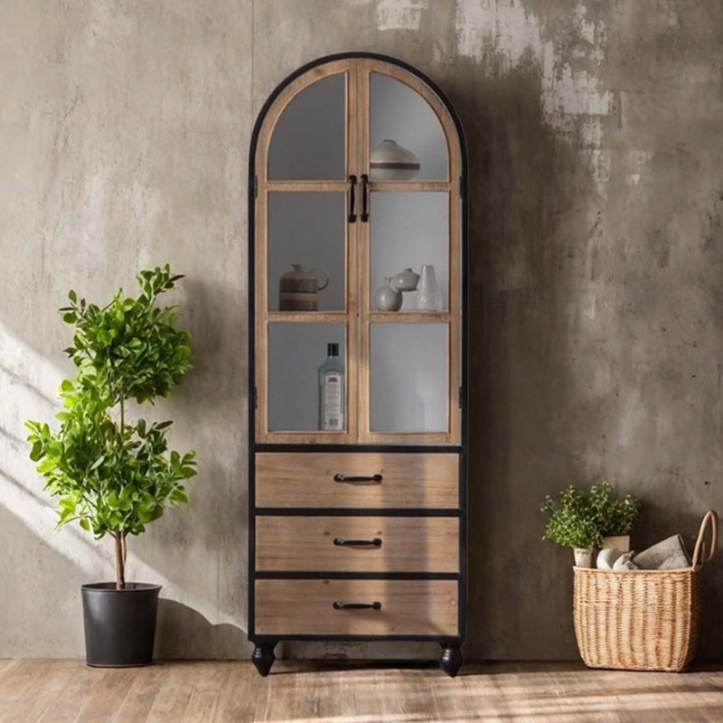 Arched bookcase with drawers