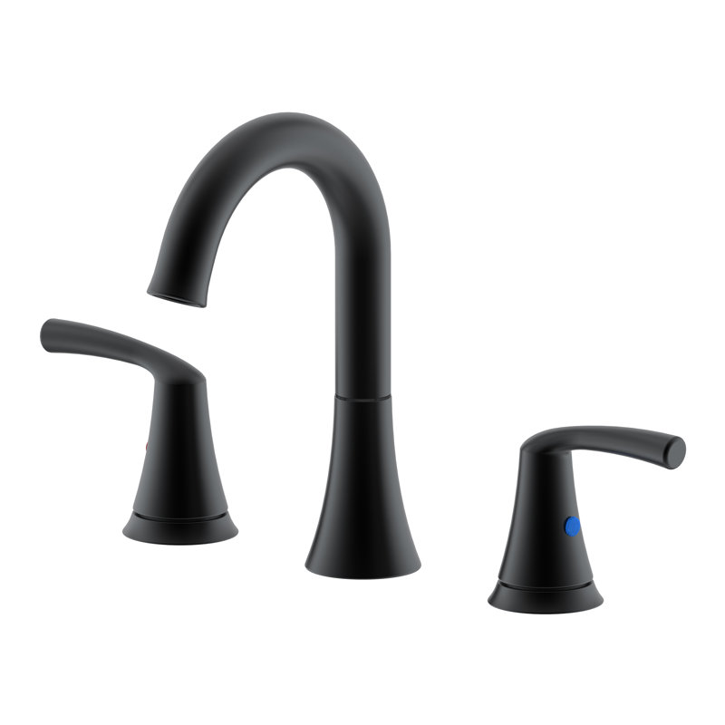 Widespread 2-handle Bathroom Faucet with Drain Assembly, Matte Black