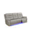 Canapé de salon inclinable 2 pièces en cuir végétalien gris clair Nova avec porte-gobelets et lumières DEL Nova
