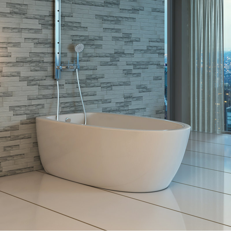 Atoll 66" x 32" Freestanding Soaking Acrylic Bathtub, White