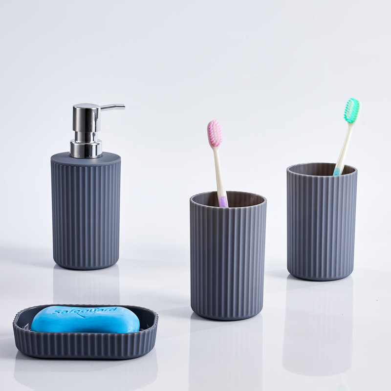 Carletha Bathroom Accessory Set, Grey