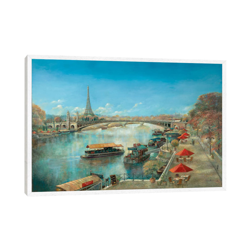 River Tranquility 1 Piece Wrapped Canvas Painting, 101.6 cm H x 66.04 cm W, White Floater Framed