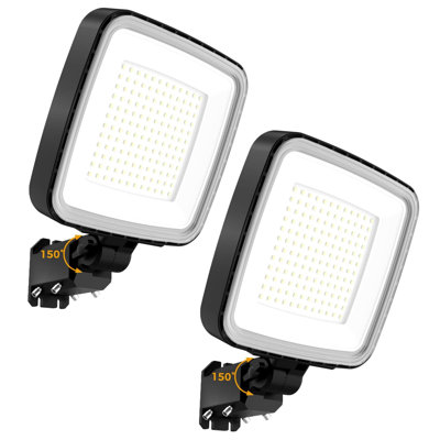 Ensemble de 2 lumières DEL 150W 150W, éclairage extérieur Dusk To Dawn avec photocellule, support étanche et réglable IP66 pour la rue, la cour, l'allée et les zones commerciales
