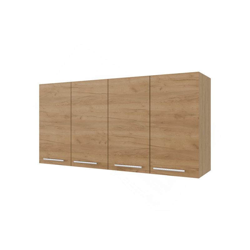 Armoire murale en mélamine avec portes Lyman, chêne naturel 4 portes