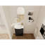 Meuble-lavabo moderne en châtaignier noir avec lavabo en céramique et rangement réglable
