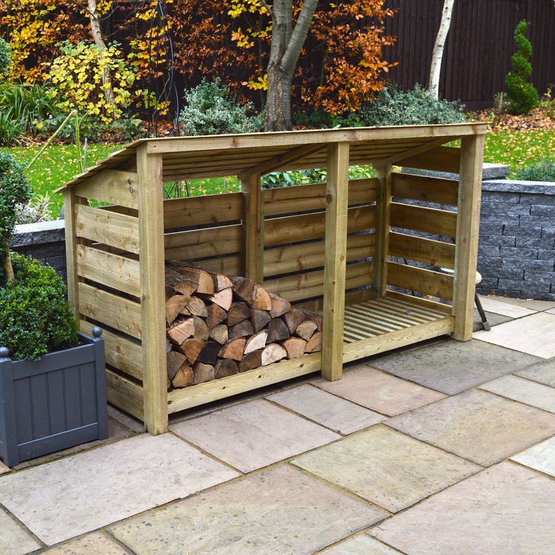 Troutville 230cm W x 74.5cm D Solid Wood Log Store, Light Green