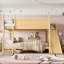 Lit superposé en bois peu encombrant avec glissade, tablettes de rangement et échelle Cavero-128988943